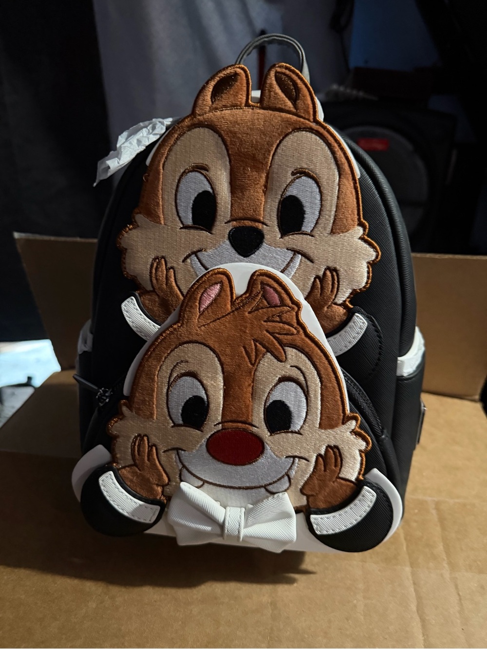 Loungefly Black Backpack with Brown Chip and Dale Faces